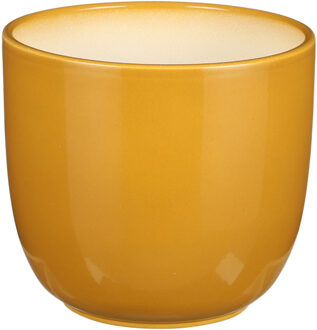 Plantenpot - Okergeel - keramiek - glans - 14.5x14cm - Plantenpotten