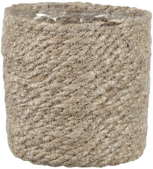 Plantenpot - rotan - bruin - plantenmand - 12 x 12 cm - Plantenpotten Crème