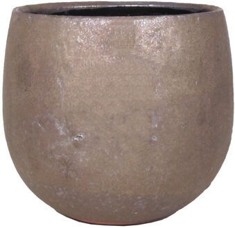 Plantenpot - schaal - bronskleurig - keramiek - 18 x 21 cm - Plantenpotten Bruin