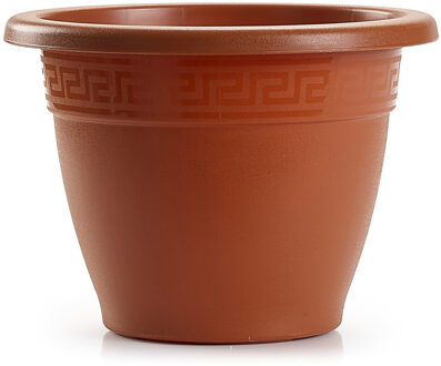 Plantenpot - terracotta bruin - 18x13 cm - bloempot - kunststof - rond