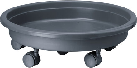 Plantenpot Trolley - Kunststof - Grijs - Rond - 30 x 30 cm - Max 70 Kilo