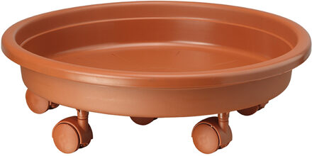Plantenpot Trolley - Kunststof - Terracotta - Rond - 30 x 30 cm - Max 70 Kilo
