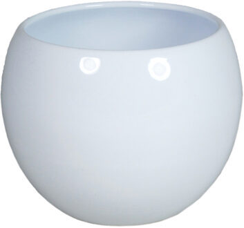 Plantenpot - wit - keramiek - glans - 16 x 14 cm - Plantenpotten