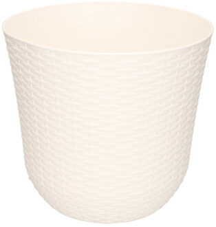 Plantenpot - wit - rotan kunststof - D25 x H23 cm - bloempot