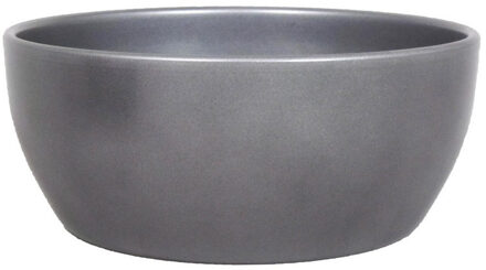 Plantenpot - zilver metallic - schaal - keramiek - 26 x 14 cm - Plantenpotten Zilverkleurig