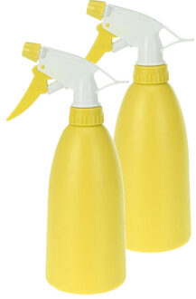 Plantenspuit - 2x - geel - 480 ml - kunststof - 11 x 8 x 23 cm - plantensproeier
