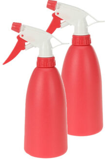 Plantenspuit - 2x - rood - 480 ml - kunststof - 11 x 8 x 23 cm - plantensproeier