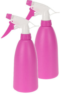 Plantenspuit - 2x - roze - 480 ml - kunststof - 11 x 8 x 23 cm - plantensproeier