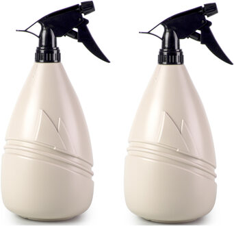 Plantenspuit met een inhoud van 1150 ml - 2x - beige - verstuiver kop - 26 cm - kunststof