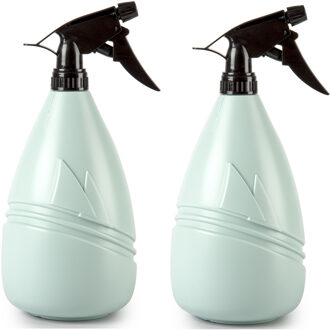 Plantenspuit met een inhoud van 1150 ml - 2x - mintgroen - verstuiver kop - 26 cm - kunststof