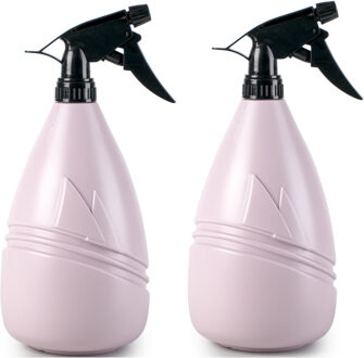 Plantenspuit met een inhoud van 1150 ml - 2x - roze - verstuiver kop - 26 cm - kunststof