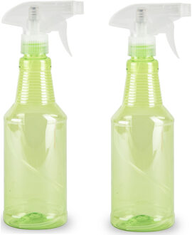Plantenspuit met een inhoud van 500 ml - 2x - transparant groen - verstuiver - 18 cm - kunststof