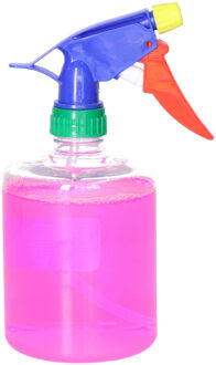 Plantenspuit met een inhoud van 500 ml - transparant - verstuiver kop multi kleuren - 30 cm