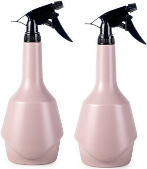 Plantenspuit met een inhoud van 950 ml - 2x - roze - verstuiver kop - 30 cm - kunststof