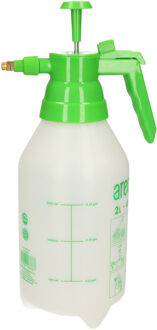 Plantenspuit met hoge druk sproeier - kunststof - 2 liter - wit/groen