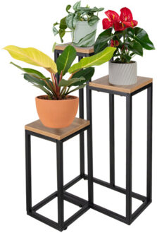 Plantenstandaard - 3 laags- metaal - vierkant - industri?le stijl - modern - voor bloemen en p
