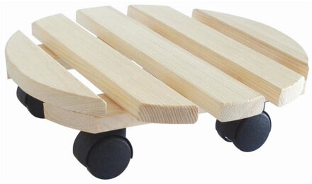 Plantentrolley - multiroller - hout - 30 cm - rond - tot 30 kg - Planten onderzetter Bruin