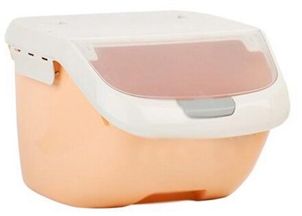 Plastic 6/10/15Kg Rijst Graan Opbergdoos Verzegelde Vochtbestendige Huisdier Voedsel Opslag Container Meeldauw anti-Oxidatie Keukengerei S oranje
