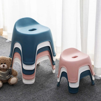 Plastic Backrest Stool Living Room Non-slip Change Shoe Bench Kindergarten Kids Child Study Stool Household Thicken Square Stool