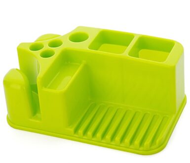Plastic Badkamer Organizer Tandpasta Tandenborstelhouder Zeepbakje Rechthoekige Opslag Houder Voor Cups Badkamer Benodigdheden Licht Groen