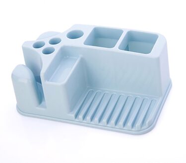 Plastic Badkamer Organizer Tandpasta Tandenborstelhouder Zeepbakje Rechthoekige Opslag Houder Voor Cups Badkamer Benodigdheden lucht blauw