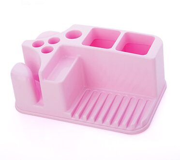 Plastic Badkamer Organizer Tandpasta Tandenborstelhouder Zeepbakje Rechthoekige Opslag Houder Voor Cups Badkamer Benodigdheden Roze