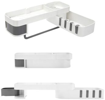Plastic Badkamer Plank Organisator Snap Hoekkast Caddy Badkamer Hoekkast Douche Opslag Muur Houder Shampoo Houder wit en grijs