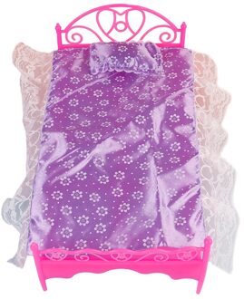 Plastic Bed Slaapkamer Meubels Voor Poppen Poppenhuis Meubels Speelgoed Pretend Play Speelgoed Voor Kinderen Roze Kleur