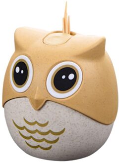 Plastic Cartoon Uil Tandenstoker Houder Populaire Geperst Tandenstoker Emmer Creatieve Stofdicht Met Deksel Doos Vat Voor Tandenstokers