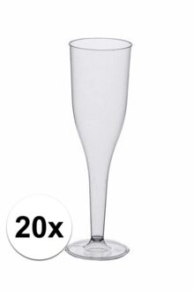 Plastic champagne glaasjes 20 stuks - Champagneglazen Multikleur