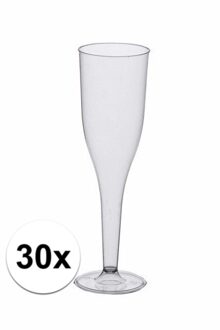 Plastic champagne glaasjes 30 stuks - Champagneglazen Multikleur