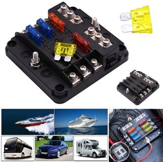 Plastic Cover Zekeringkast Houder Automotive 12V 6-Way Led Blade Holder Block Case Met Negatieve Voor Auto auto Boot Marine Trike