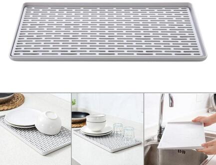 Plastic Dubbele Laag Schotel Groente Waterbak Afdruiprek Droogrek Wassen Houder Opbergrek Keuken Organizer