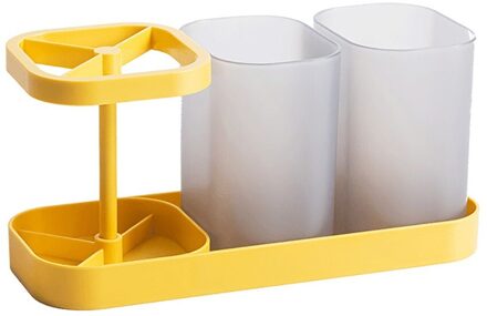 Plastic Eenvoudige Badkamer Tumbler Multi Kleuren Prachtige Tandenpoetsen Cup Tandpasta Tandenborstel Opbergrek geel