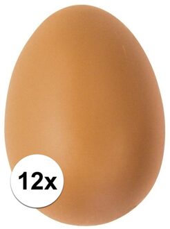 Plastic Ei - 12x - bruin - 6 cm - om te versieren - hobby/knutselmateriaal
