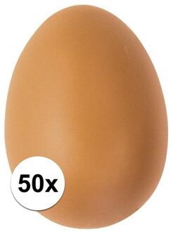 Plastic Ei - 50x - bruin - 6 cm - om te versieren - hobby/knutselmateriaal