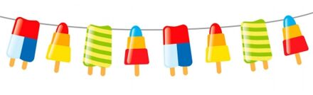 Plastic feest slingers met ijsjes 10 meter - Feestslingers Multikleur