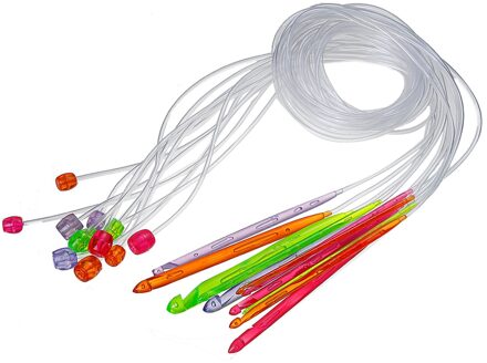 Plastic Flexibele Afghaanse Tunesische Tapijt Haaknaalden Naalden Willekeurig Transparant 120 cm, 1 Set (12 Stks/set)