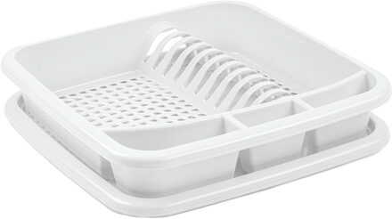Plastic Forte Afdruiprek - met lekbak - ivoor wit - 39 x 39 cm - Afwasrek - Afdruiprekken