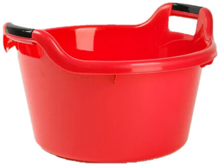 Plastic Forte Afwasbak - Set van 2x stuks - 15L - rood - 42 x 40 x 25 cm - met handvatten - teiltje