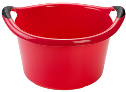 Plastic Forte Afwasbak - Set van 2x stuks - 15L - rood - 42 x 40 x 25 cm - met handvatten - teiltje