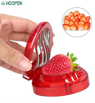 Plastic Fruit Carving Tools Aardbei Slicer Rvs Blade Craft Salade Cutter Cake Cupcake Decoratie Keuken Gadgets