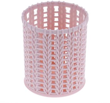 Plastic Holle Cilinder Pen Opbergdoos Potlood Borstel Pot Penhouder Make Borstel Container Home Office organizer Desktop roze