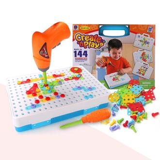Plastic Kids Boor Puzzel Educatief Speelgoed Schroef Groep Tool Kits Jigsaw Speelgoed Creëren Hersenen Tool Speelgoed Met Soort Patroon spelen