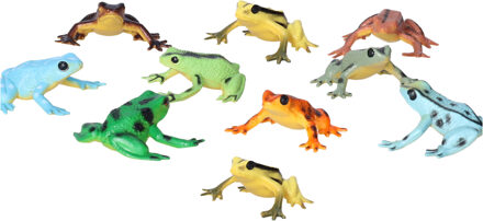 Plastic kikker - 10x - 5 cm - fop - speelgoed - kikkers - feestartikel - dieren - amfibi?n Multi