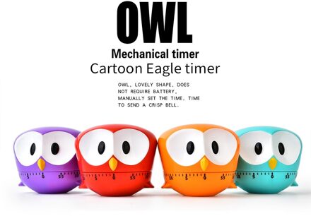 Plastic Leuke Uil Cartoon Keuken Timers Koken Mechanische Home Decor Timer Schakelaar Te Gebruiken Koken Tool Countdown Timer