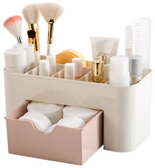 Plastic Make Organizer Doos Cosmetica Opslag Container Lippenstift Houder Sieraden Organisator Beauty Case Met Lade Makeup Box Roze