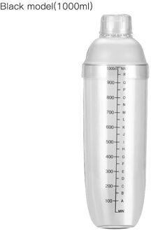 Plastic Martini Cocktail Shaker 350Ml/530Ml/700Ml/1000Ml Wijn Drank Mixer Wijn Shaker cup Drink Mixer Bar Boston Bar Tool zwart