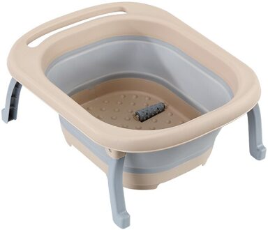 Plastic Massage Comfortabele Voet Inweken Wastafel Draagbare Vouwen Vouwen Voet Wassen Emmer Voet Inweken Emmer Huishouden khaki