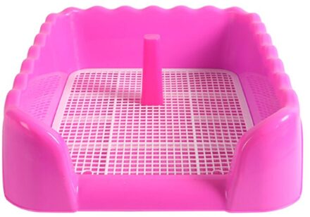 Plastic Mesh Huisdier Wc Omheind Kattenbak Hond Wc Potje Voor Teddy Bichon Bulldog Loo Training Pad Tray Voor kleine Dieren Pink1 42x41x15cm